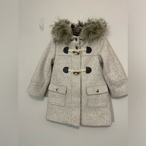 Copper Key Cream Kids Coat with Faux Fur Hood
